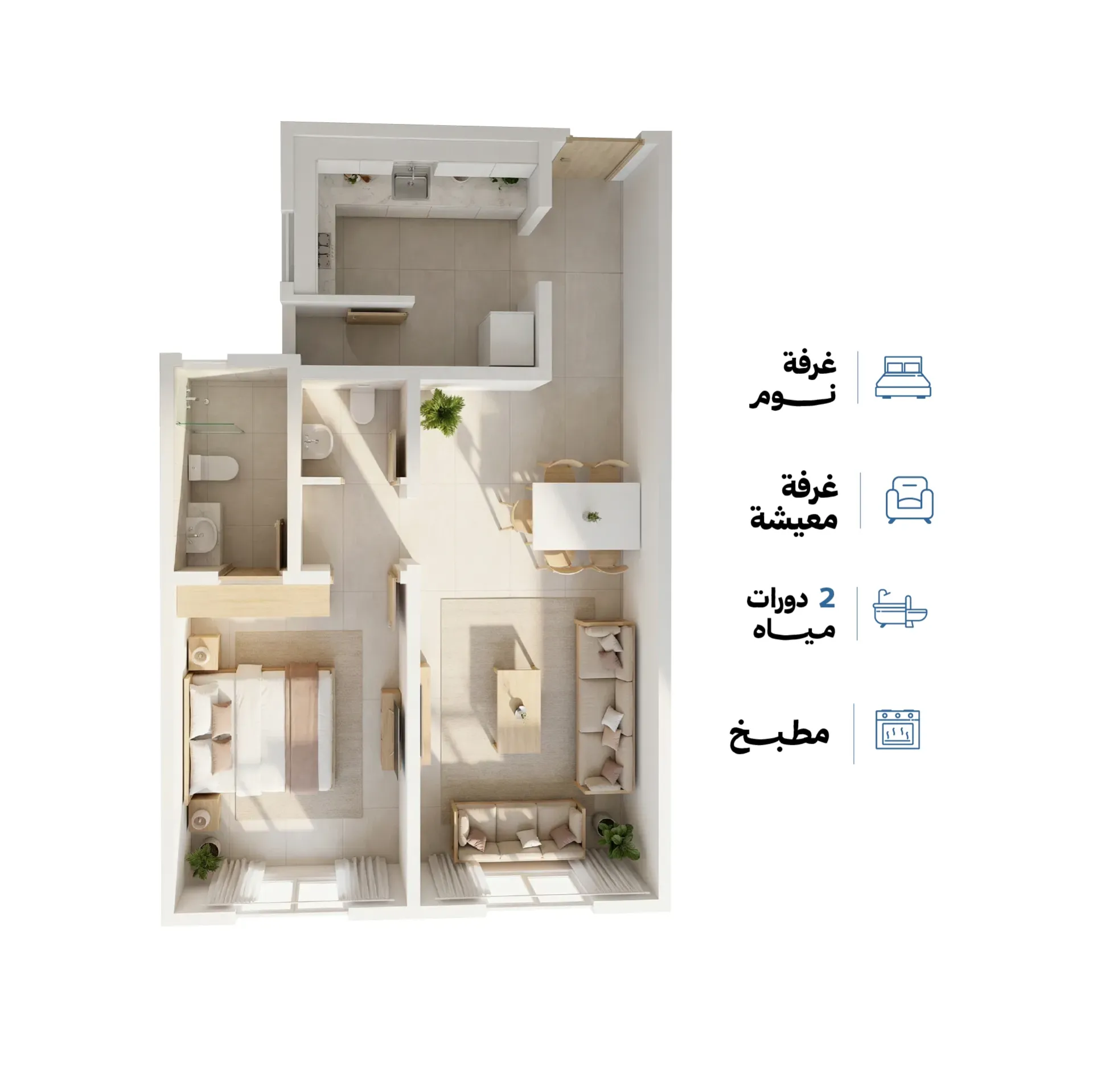 نموذج 3 - شقة سكنية - 71 م² 