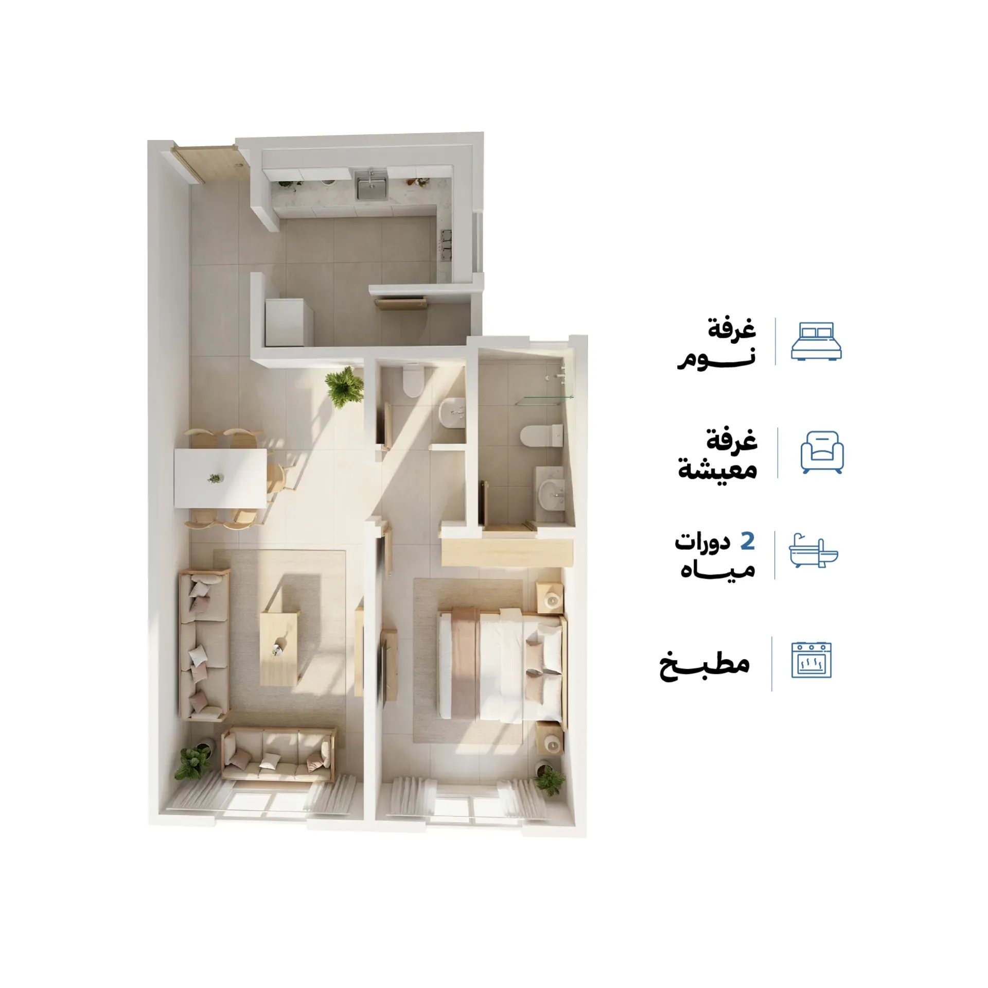 نموذج 4 - شقة سكنية - 71 م² 