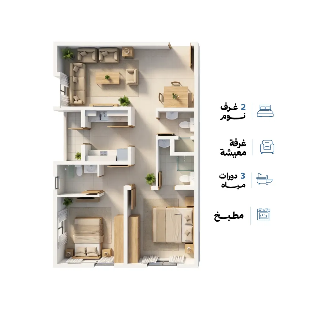 نموذج 5 - شقة سكنية - 80 م² 