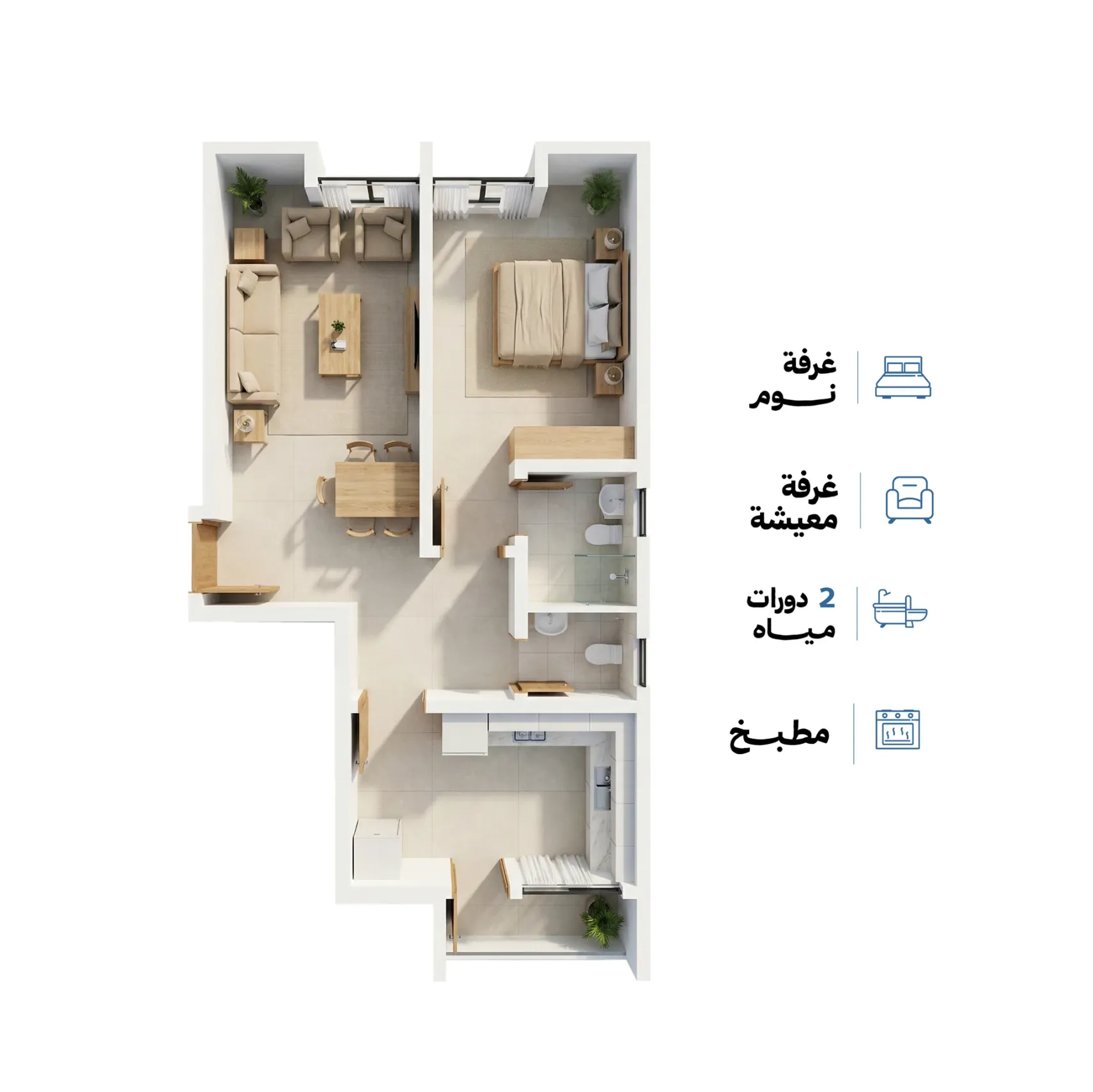 نموذج 6 - شقة سكنية - 70 م² 
