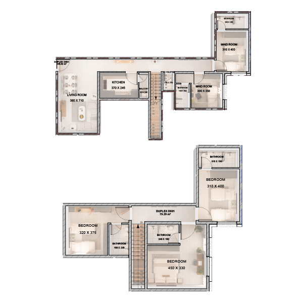 شقة من طابقين - 163 متر مربع
