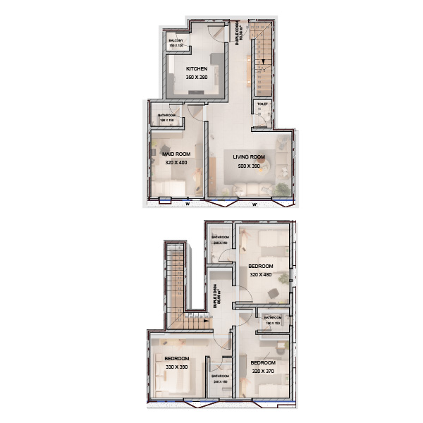 شقة من طابقين - 156 متر مربع