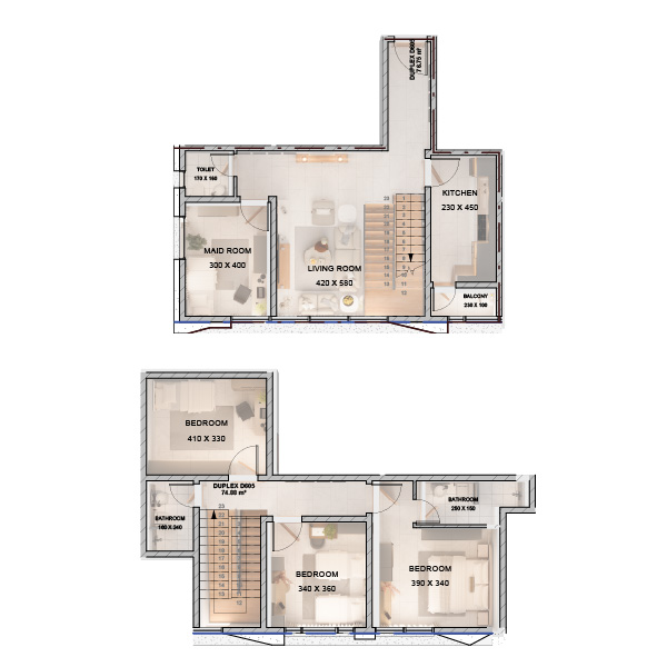 شقة من طابقين - 151 متر مربع